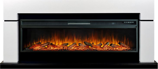 Каминокомплект Lindos 60 - Белый с черным с очагом Vision 60 LOG LED в Нижнем Новгороде