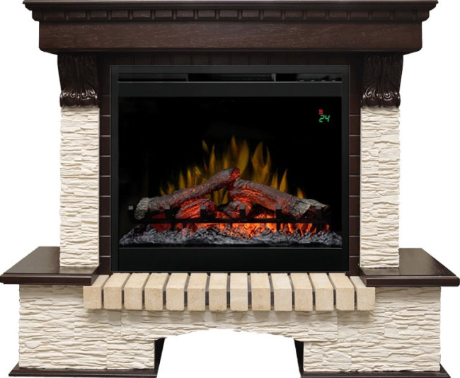 Каминокомплект Pierre Luxe - Темный дуб / Сланец мелкий с очагом Symphony 26'' DF2624L-INT в Нижнем Новгороде