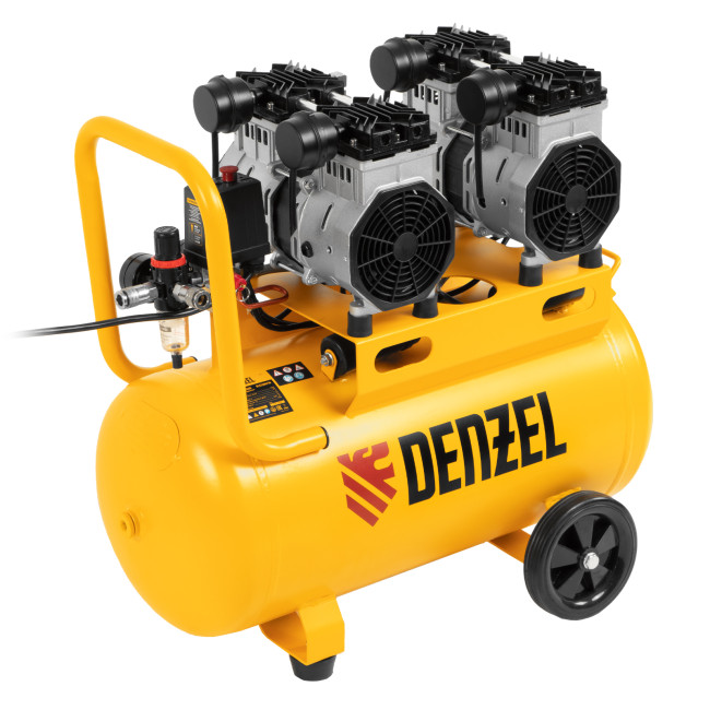 Компрессор безмасляный, малошумный DLS 2200/50, 2200 Вт, 2x1100, 50 л, 380 л/мин Denzel в Нижнем Новгороде