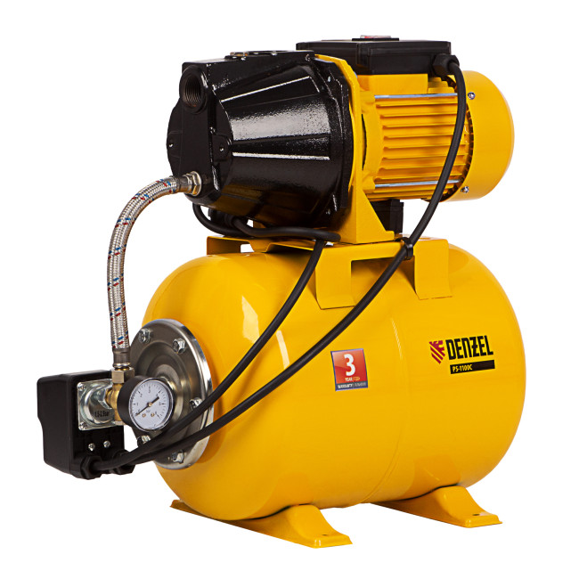 Насосная станция PS1100С, 1100 Вт, 4500 л/ч, ресивер 24 л, подъем 46 м, чугун Denzel в Нижнем Новгороде