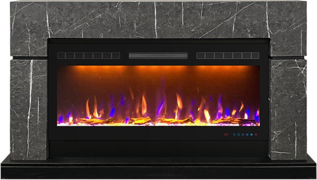 Каминокомплект Lindos 42 SFT - Серый мрамор (Ширина 1470мм) с очагом Crystal 40 RF в Нижнем Новгороде